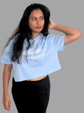 Load image into Gallery viewer, Organic Ethical Luxury Oversized Crop Top- Chambray Blue