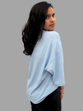 Load image into Gallery viewer, Organic Ethical Luxury OverSized Drop-Shoulder Tee- Chambray Blue