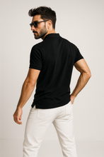 Load image into Gallery viewer, Organic Basic Ethical Luxury Polo- Black