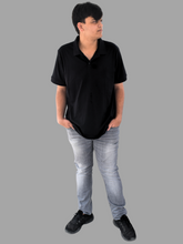 Load image into Gallery viewer, Organic Basic Ethical Luxury Polo- Black